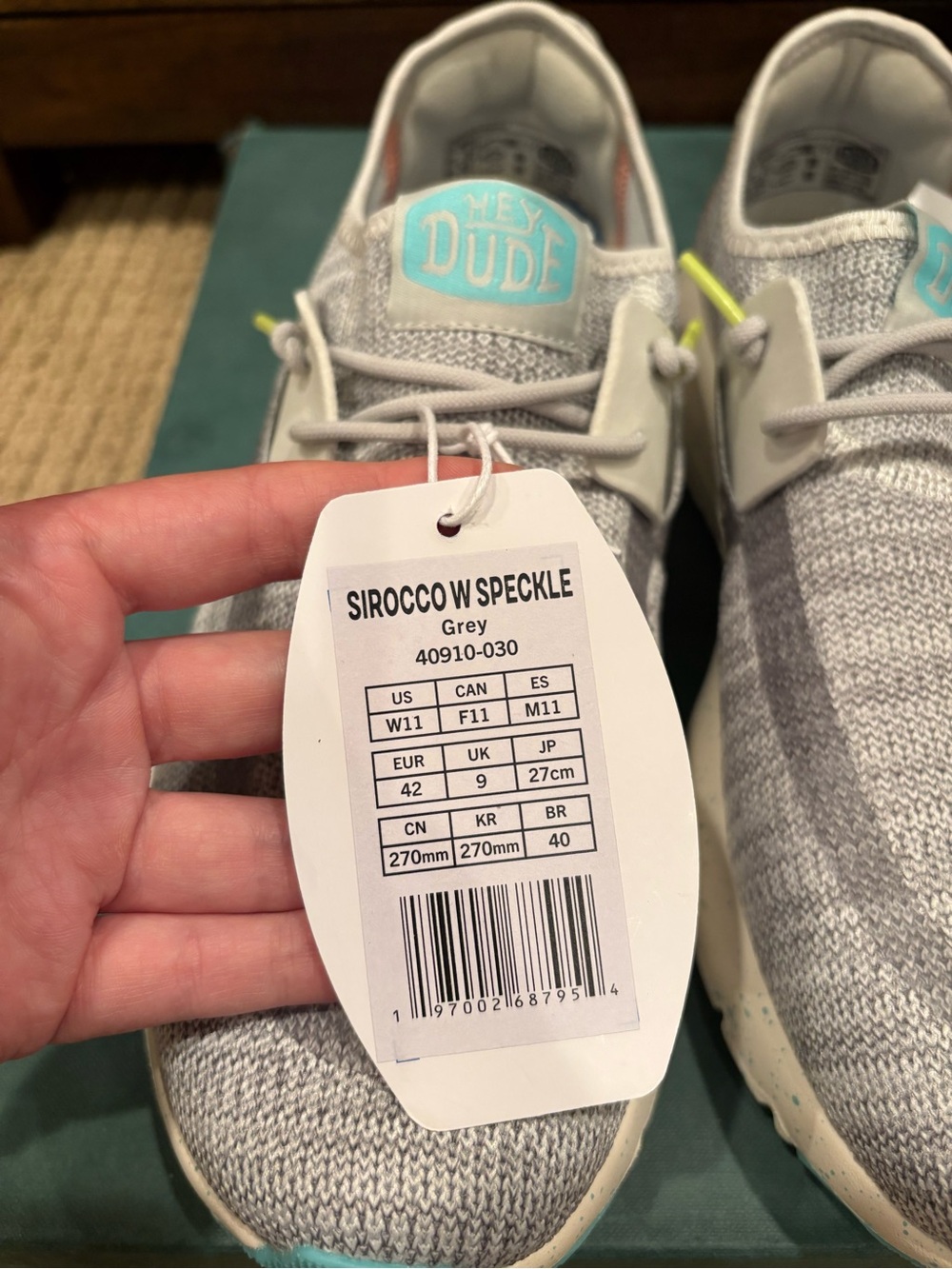 Hey Dude Sirocco Speckle Grey Neon Women’s Shoes NWT - Picture 5 of 16